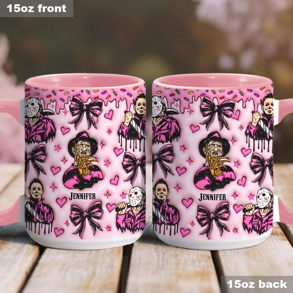Personalized Pink Halloween Accent Mug with Custom Name Accent Mug GradoCreations