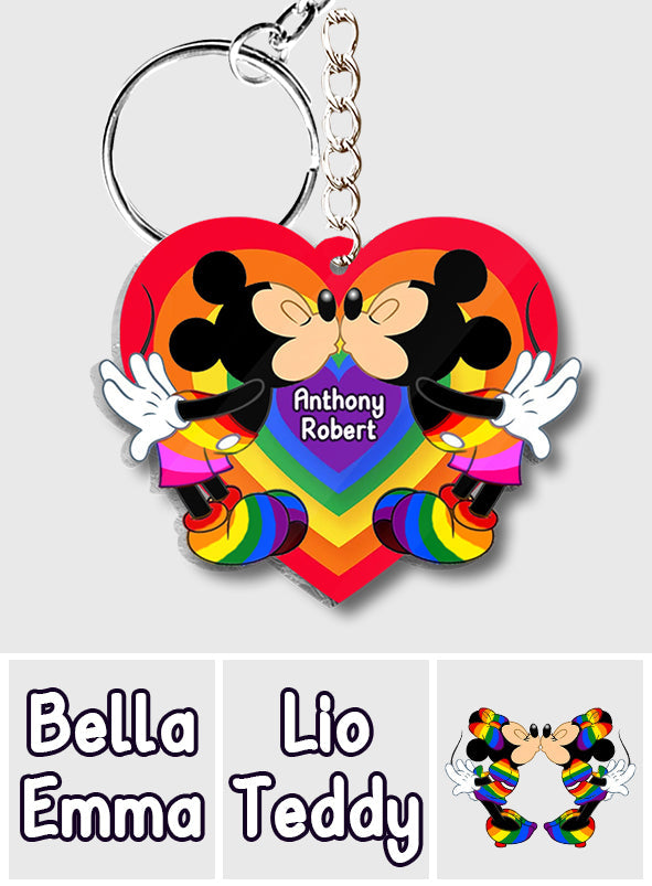 Personalized Acrylic LGBT Support Keychain for Couples | Love Is Love One-sided Keychain GradoCreations