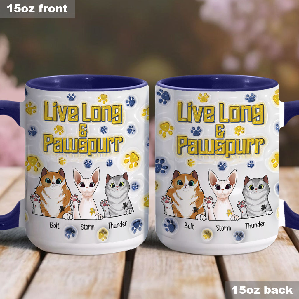 Personalized Accent Mug Live Long and Pawspurr Cat Design Gift for Pet Lovers Accent Mug GradoCreations