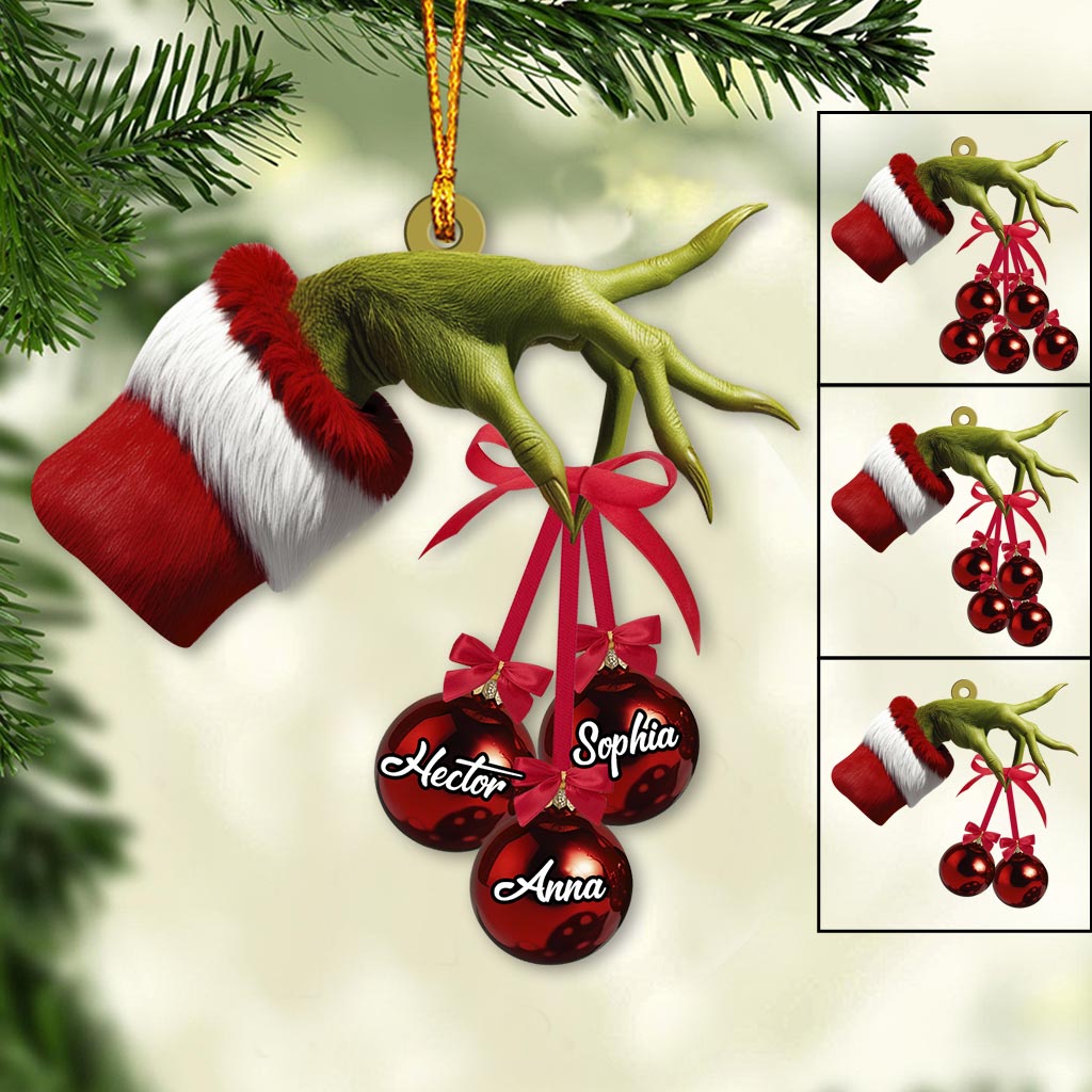 Personalized Grinch Family Ornament Custom Names for Christmas Ornament GradoCreations