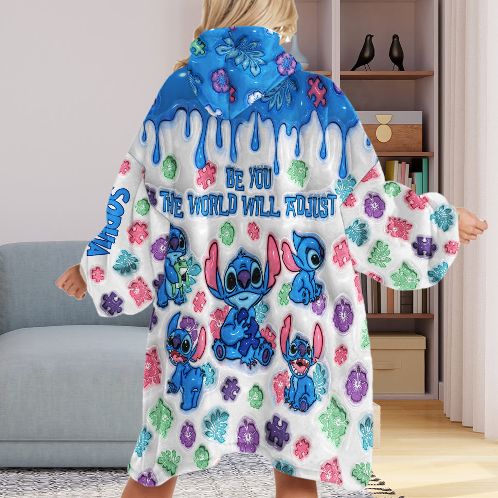 Personalized Autism Awareness Blanket Hoodie Custom Name Gift Blanket Hoodie GradoCreations