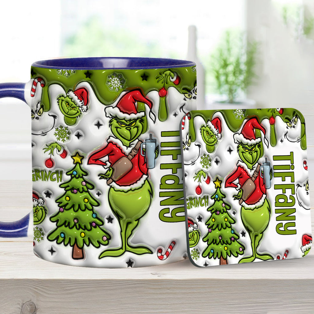 Personalized Grinch Accent Mug Custom Name Gift for Christmas Accent Mug GradoCreations