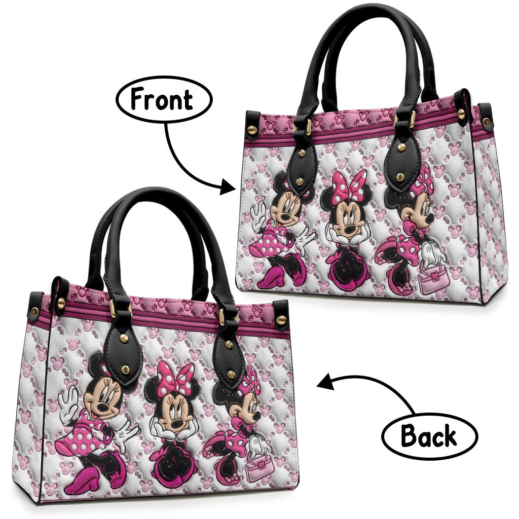 Personalized Pink Leather Handbag with Name - Cute Gift for Mom Leather Handbag GradoCreations