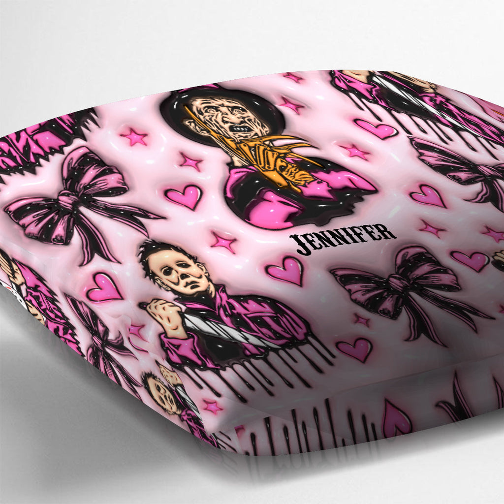 Personalized Horror Movie Fan Throw Pillow Custom Name Gift Throw Pillow GradoCreations