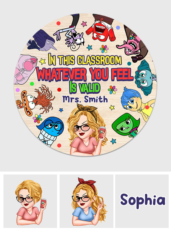 Personalized Classroom Round Wood Sign Custom Name Gift for Teacher Round Wood Sign GradoCreations