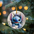 Personalized Ohana Ceramic Ornament Custom Name Gift for Christmas Ceramic Circle Ornament GradoCreations