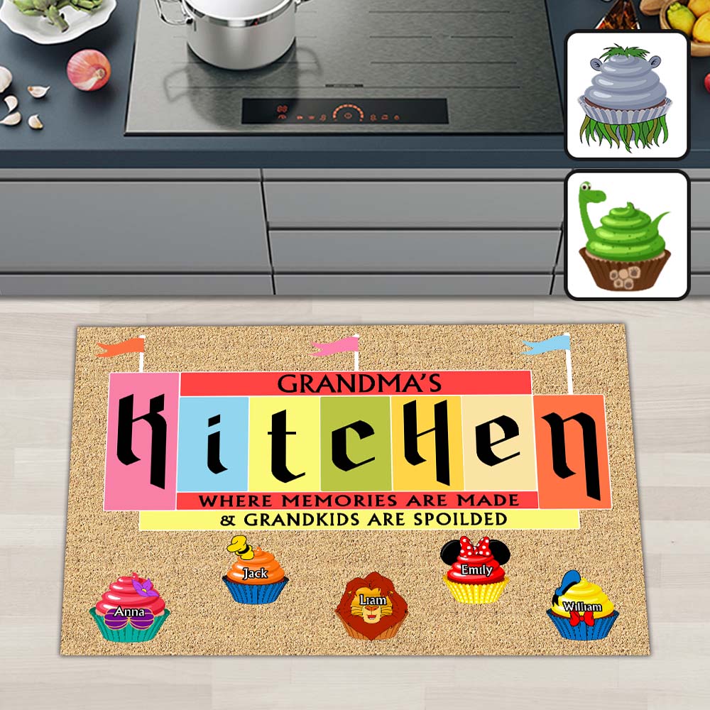 Personalized Grandma's Kitchen Doormat Custom Names Gift Doormat GradoCreations