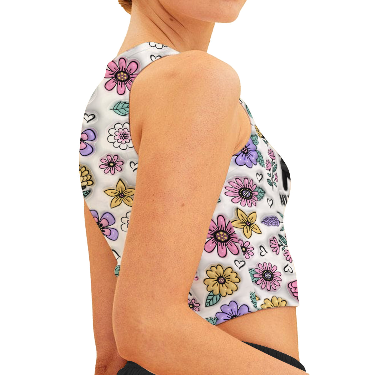 Personalized Floral Print Crop Tank Top Custom Name Gift Crop Tank Top GradoCreations