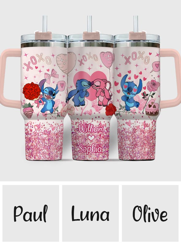Personalized Ohana Tumbler with Handle Custom Name Gift for Couples Tumbler With Handle GradoCreations
