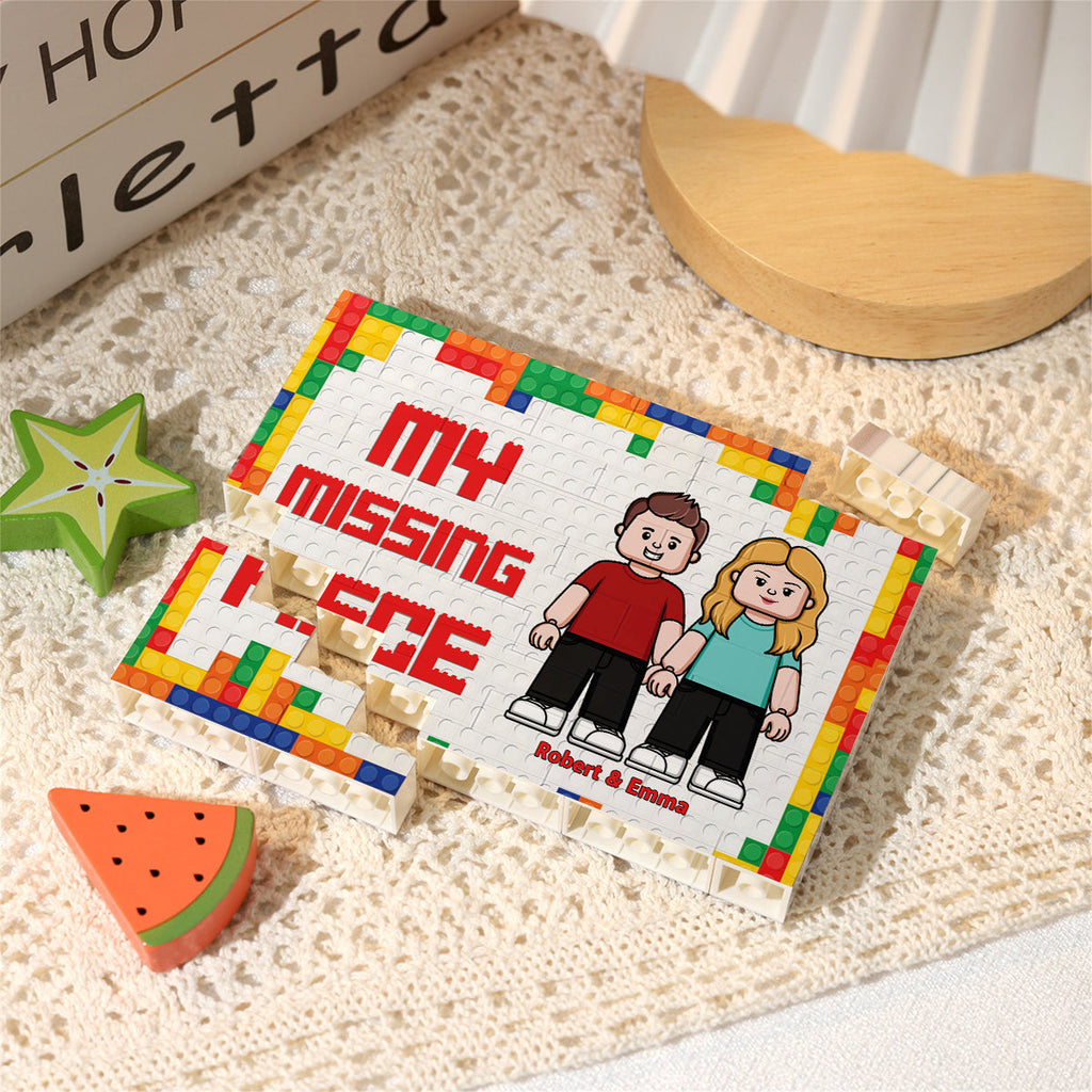 Personalized One-Sided Building Brick Block with Custom Names - Unique Couple Gift for Wedding or Anniversary One-sided Rectangle Building Brick Blocks GradoCreations