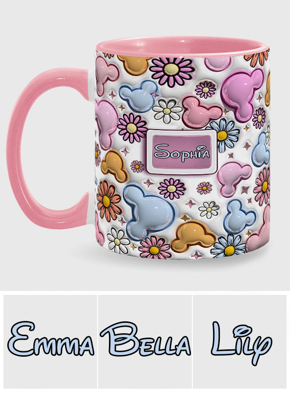 Personalized Disney Floral Accent Mug with Custom Name Gift for Mom Accent Mug GradoCreations