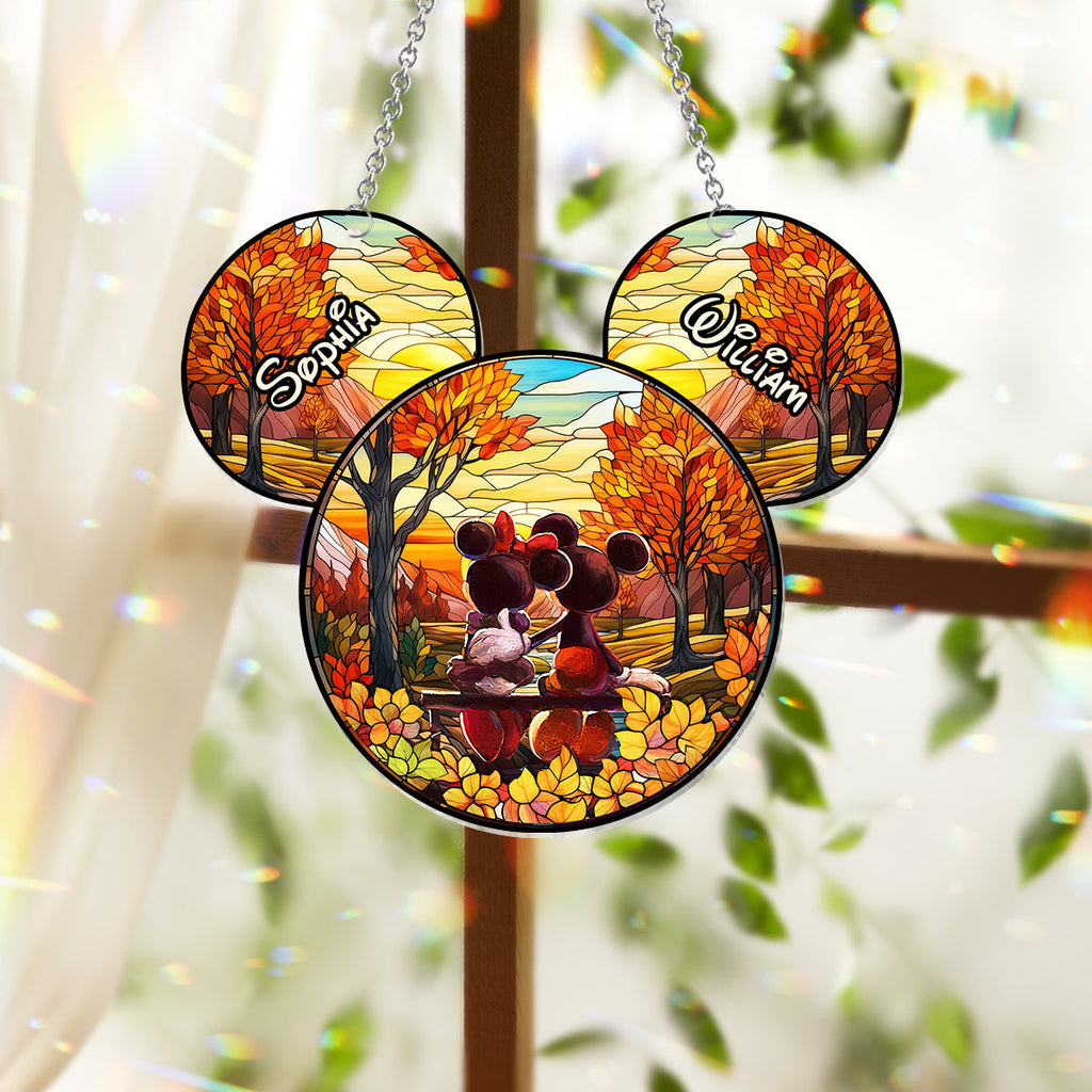 Personalized Window Hanging Suncatcher Ornament for Couples Window Hanging Suncatcher Ornament GradoCreations