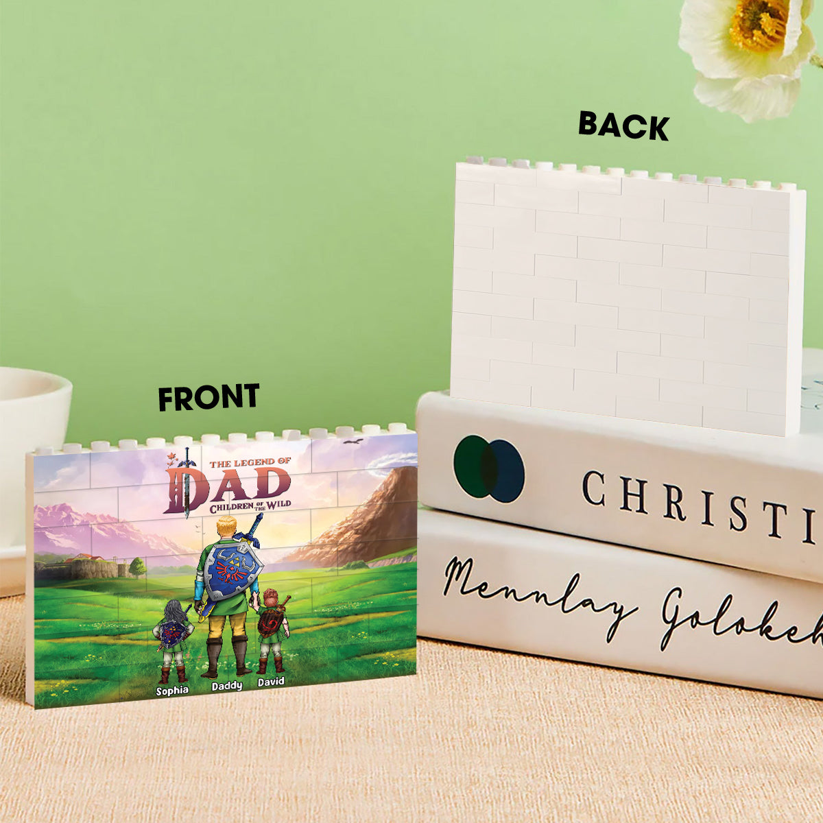 Personalized Building Brick Block Unique Gift for Dad One-sided Rectangle Building Brick Blocks GradoCreations