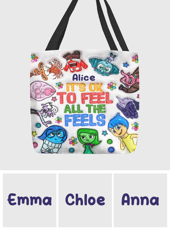 Personalized Tote Bag "It's Ok To Feel All The Feels" Gift for Kids Tote Bag GradoCreations
