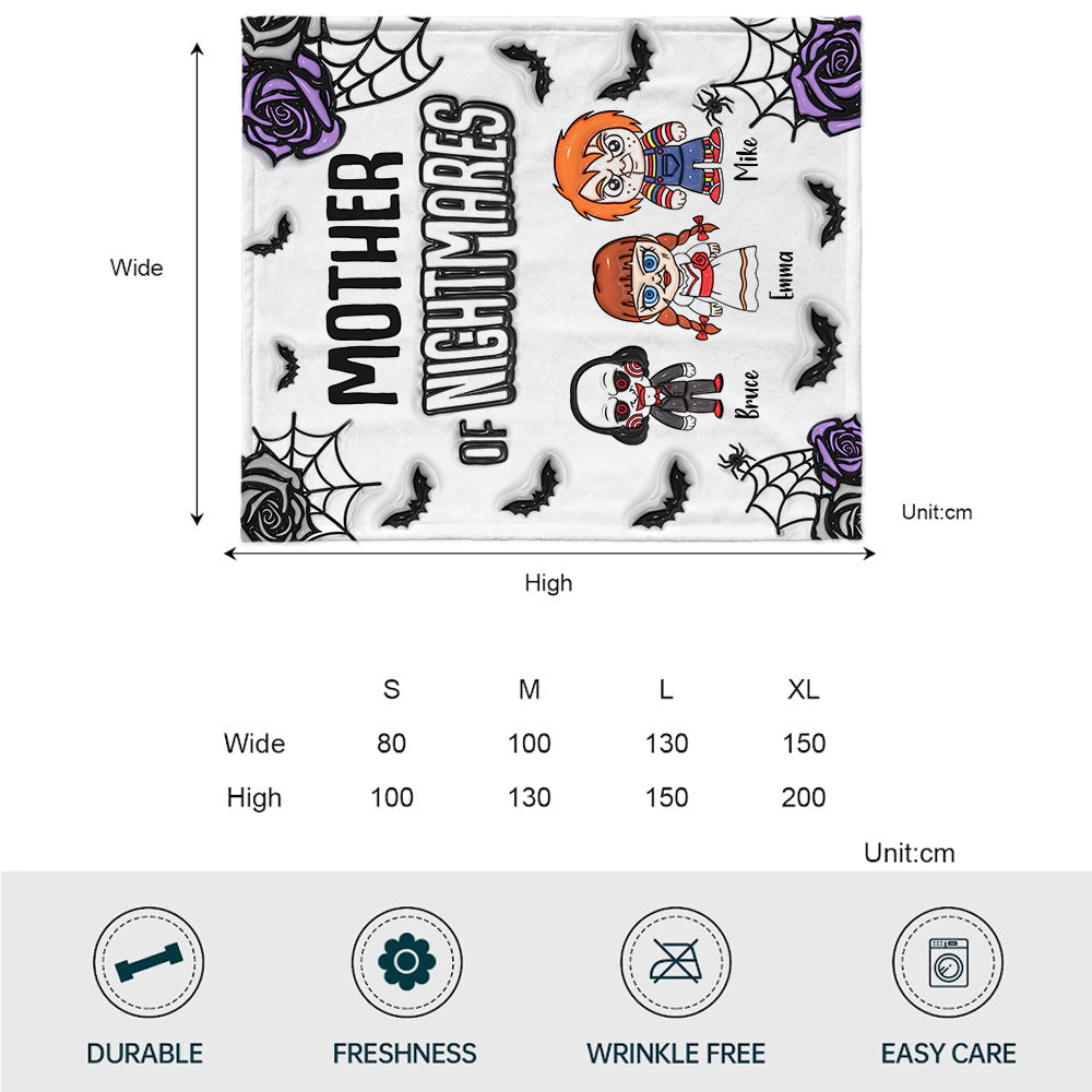 Personalized Mother Blanket with Nightmare Characters for Halloween Blanket GradoCreations