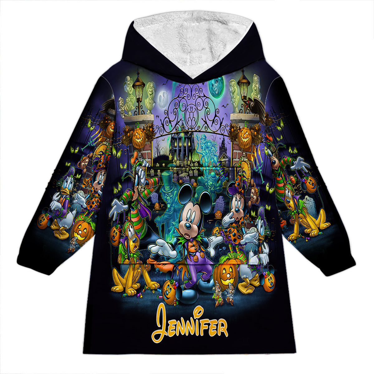 Personalized Halloween Blanket Hoodie Custom Name Gift Blanket Hoodie GradoCreations