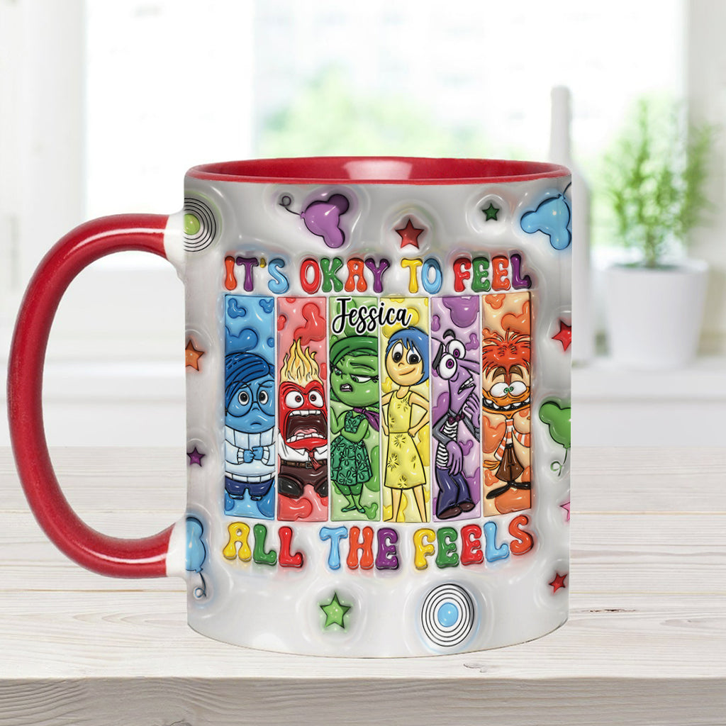 Personalized Accent Mug It's Okay To Feel All The Feels Gift for Birthday/Graduation Accent Mug GradoCreations