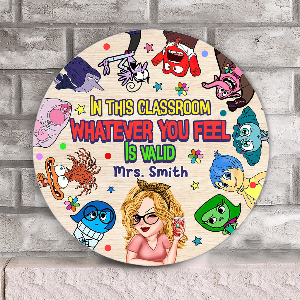 Personalized Classroom Round Wood Sign Custom Name Gift for Teacher Round Wood Sign GradoCreations