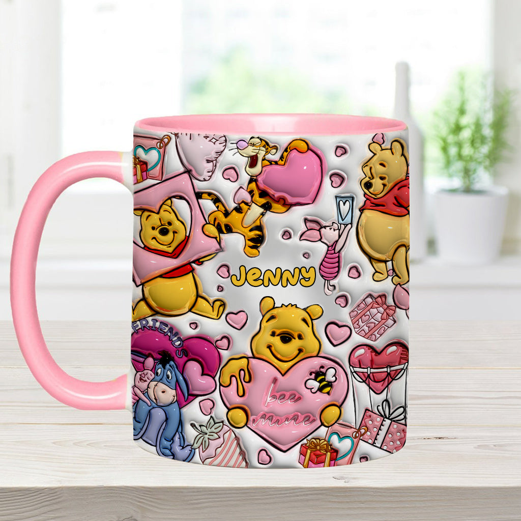 Personalized Accent Mug with Cute Pooh Bear Design for Valentine’s Day or Wedding Gift Accent Mug GradoCreations