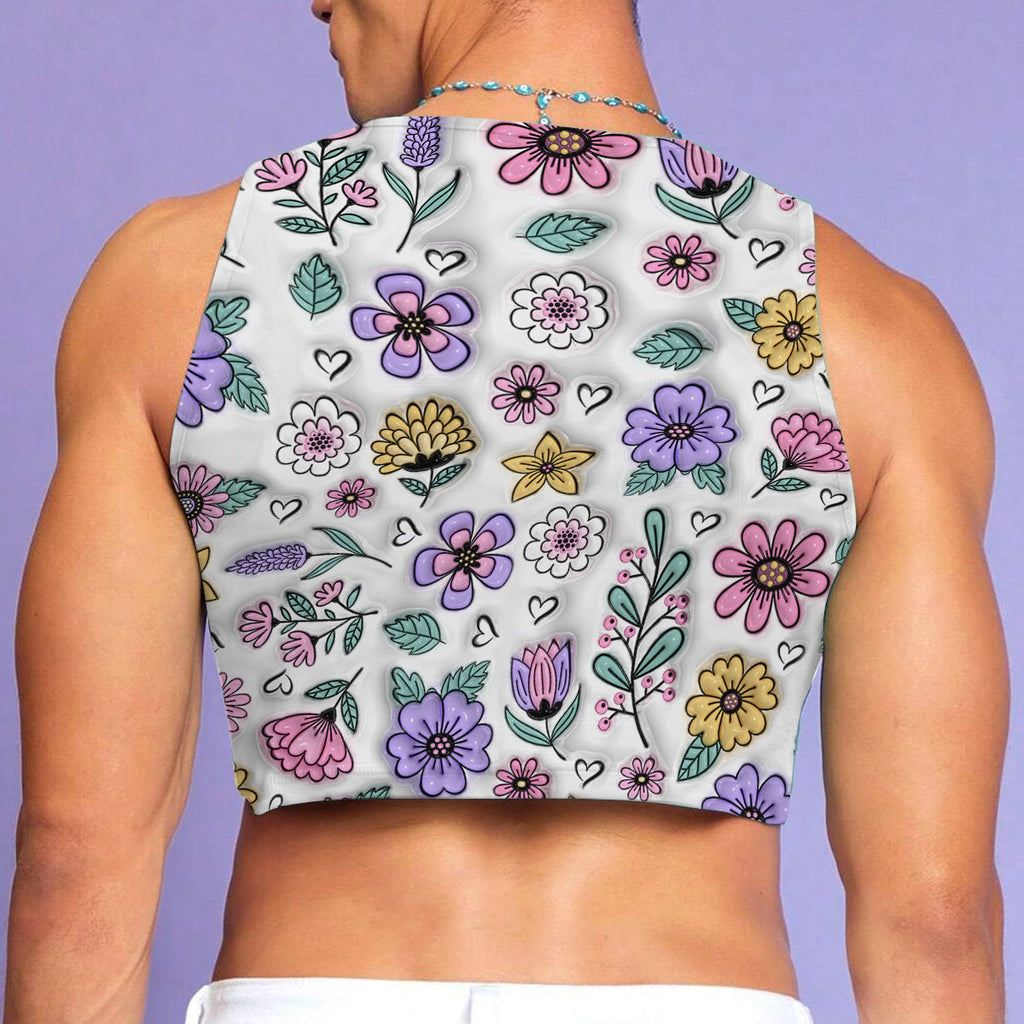 Personalized Floral Print Crop Tank Top Custom Name Gift Crop Tank Top GradoCreations