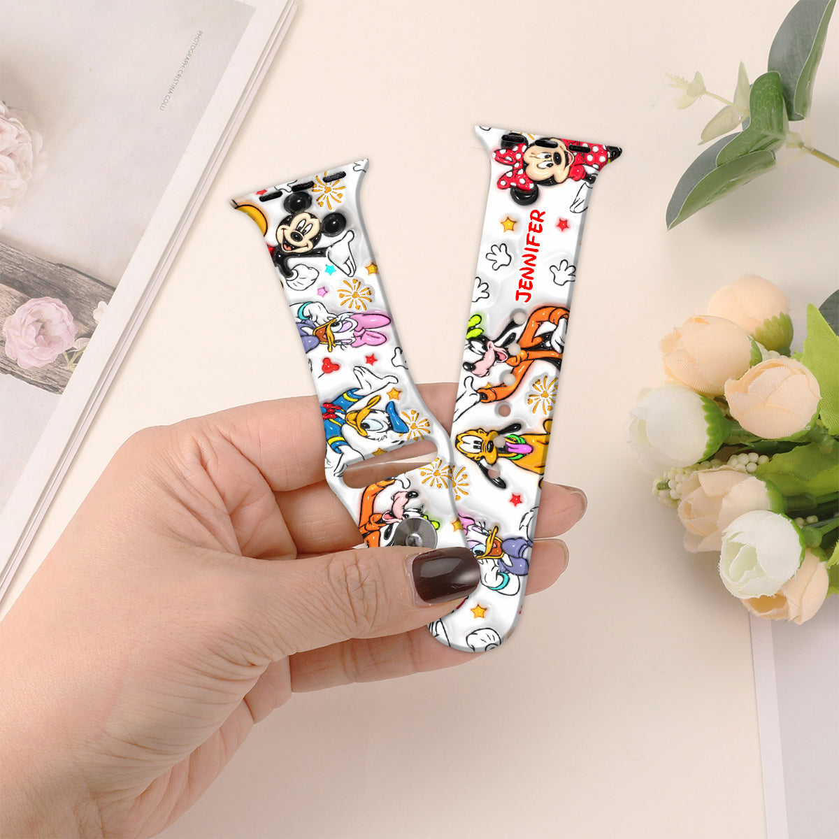 Personalized Puffy Mouse Ears Apple Watch Band Custom Name Gift Apple Watch Band GradoCreations