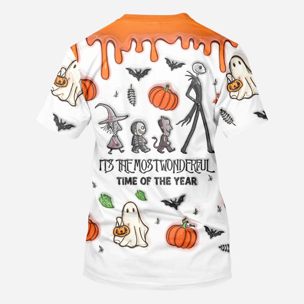 Personalized Autumn Skeleton All Over Shirt Custom Name Halloween Gift All Over Shirt GradoCreations