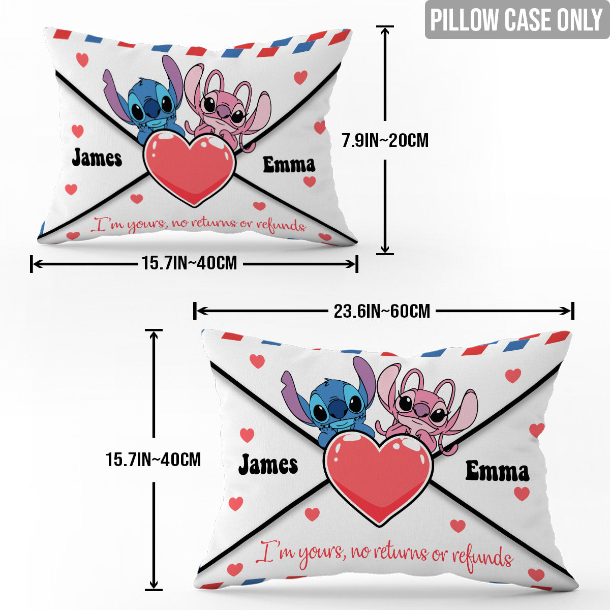 Personalized Ohana Love Letter Pillow Cover Custom Names Gift Rectangle Pillow Cover GradoCreations