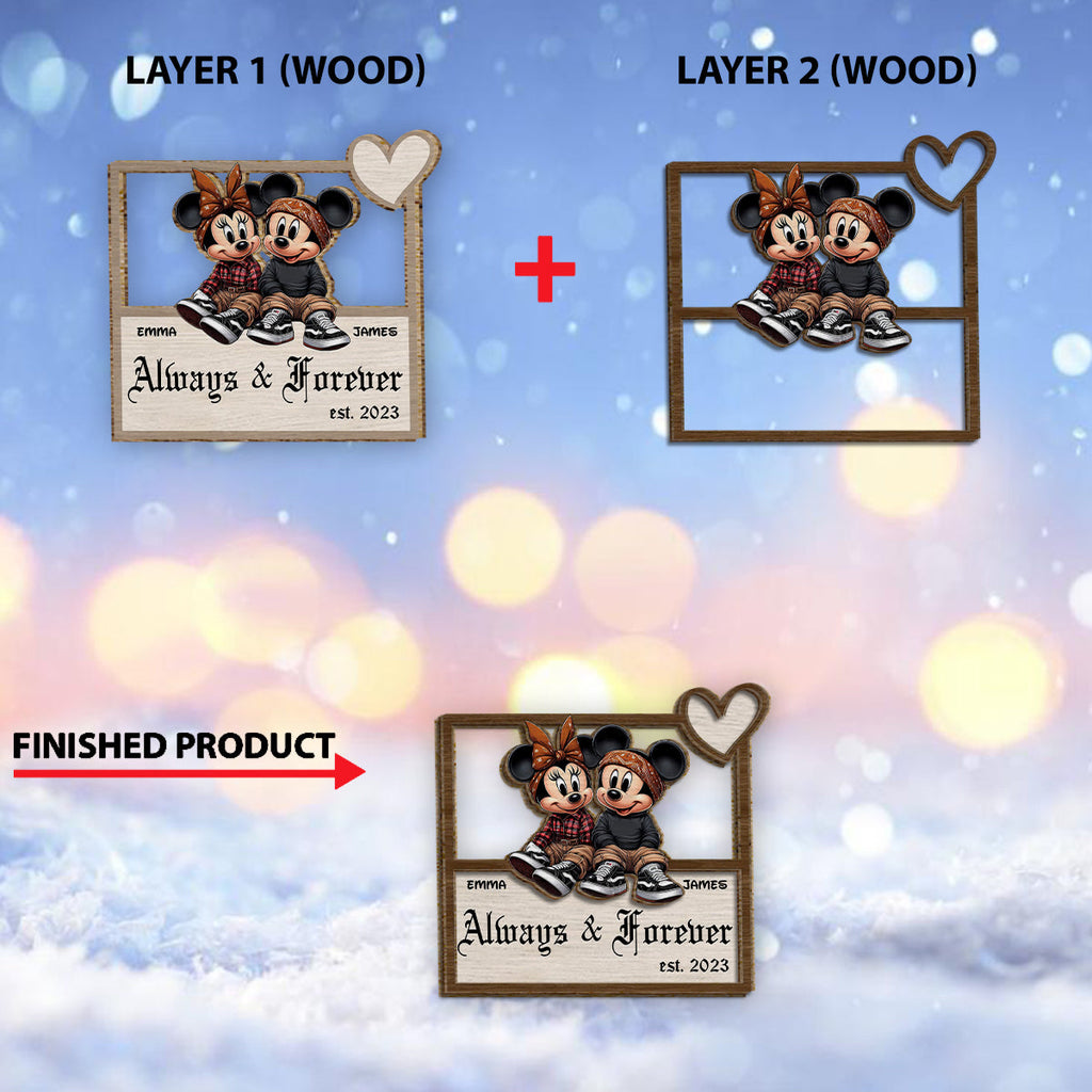 Personalized Always And Forever 2 Layered Wood Sign Gift for Couples 2 Layered Wood Sign GradoCreations