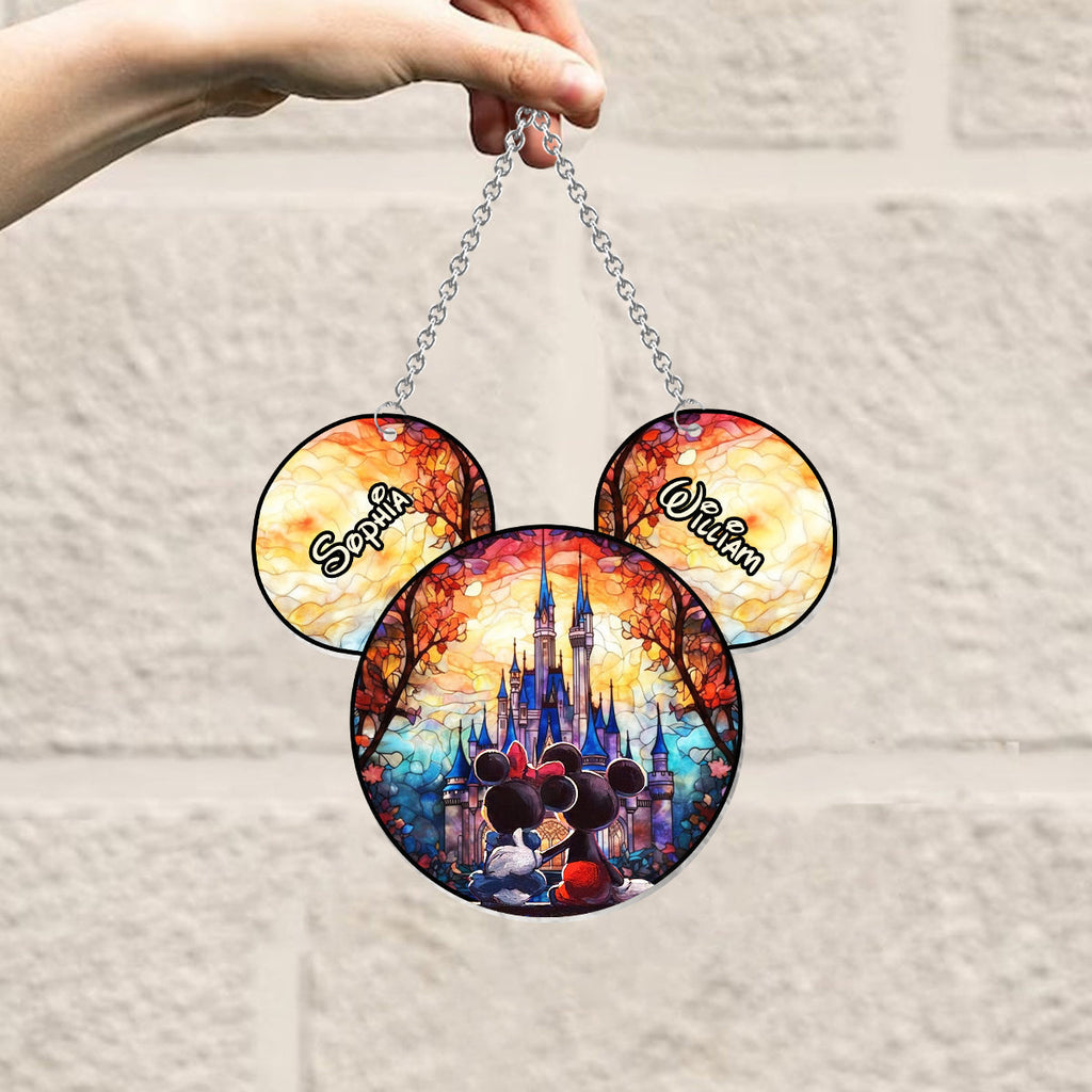Personalized Disney Castle Suncatcher Ornament Gift for Couples Window Hanging Suncatcher Ornament GradoCreations