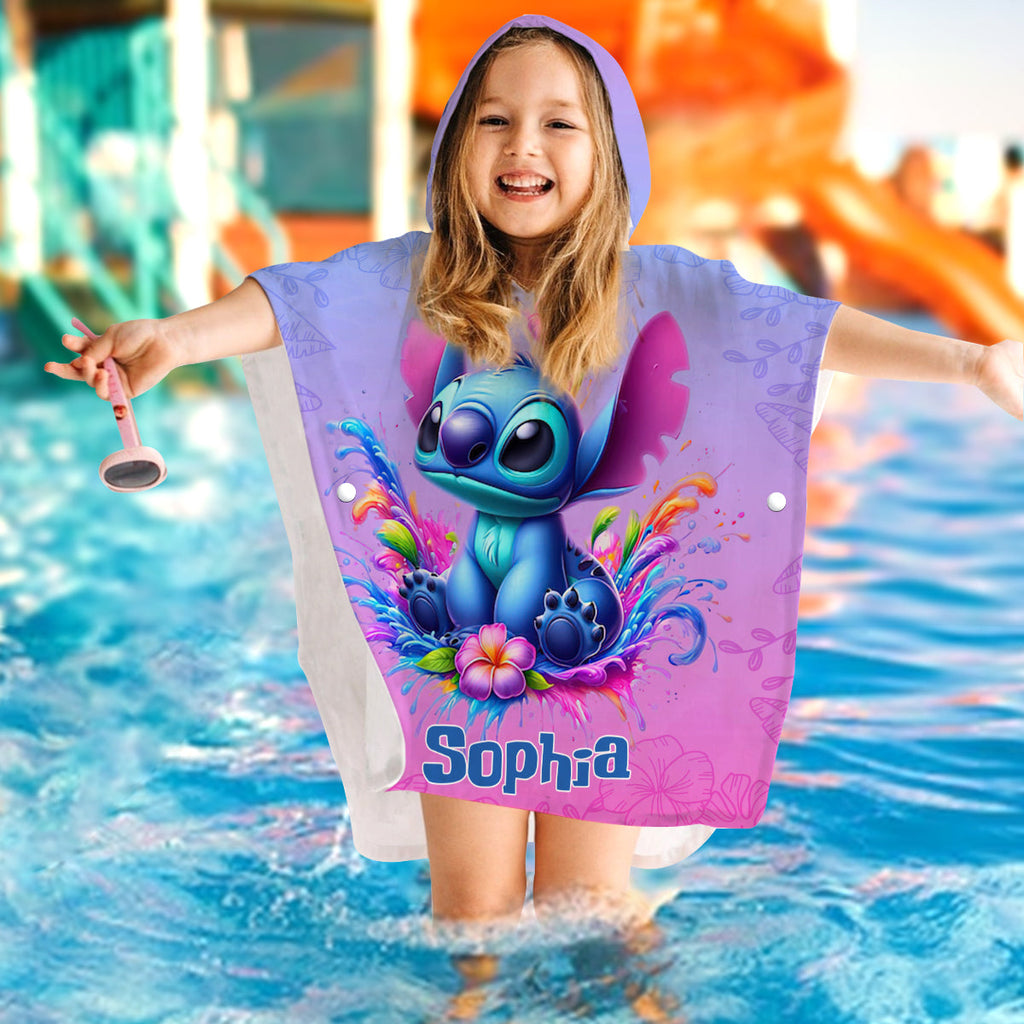 Personalized Kid Hooded Towel Poncho with Name for Beach Fun Kid Hooded Towel Poncho GradoCreations