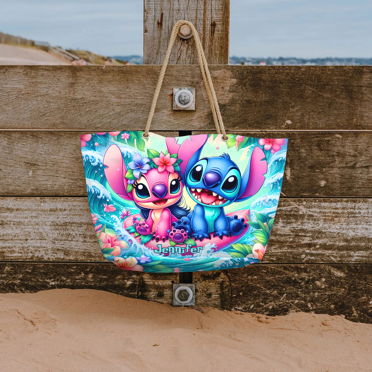Personalized Canvas Beach Bag with Custom Design for Summer Vibes Beach Bag GradoCreations