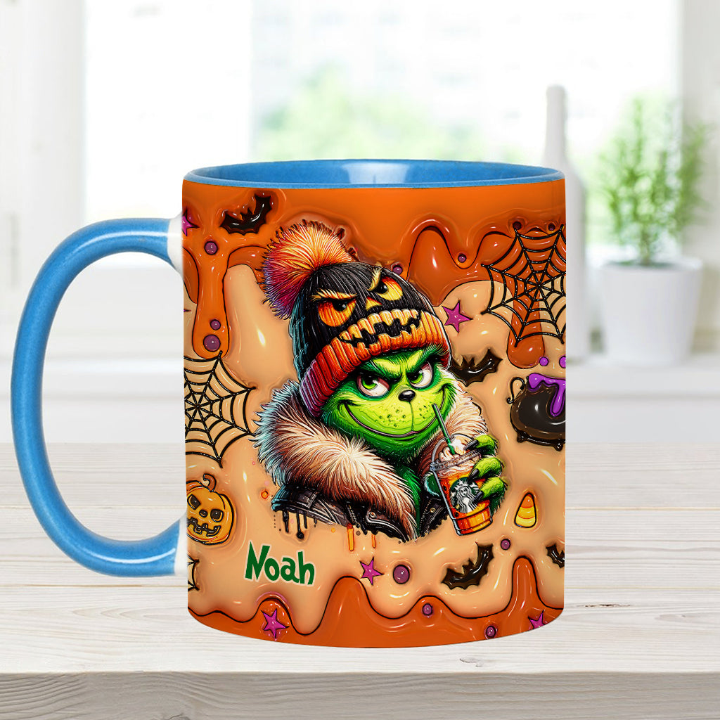 Personalized Halloween Grinch Accent Mug Custom Name Gift Accent Mug GradoCreations