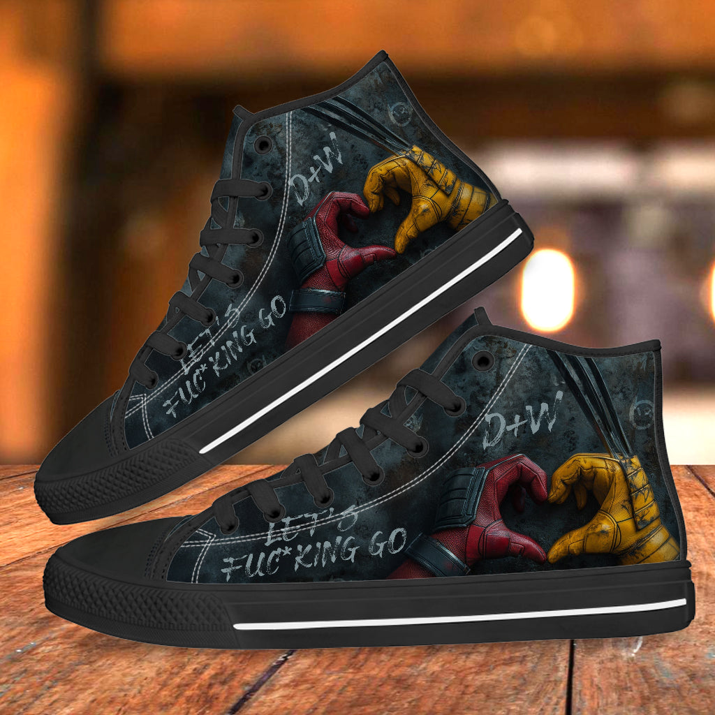 Personalized High Top Shoes with Let's Fu*cking Go Design for Couples High Top Shoes GradoCreations
