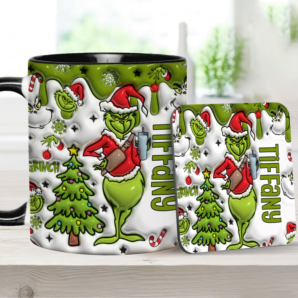 Personalized Grinch Accent Mug Custom Name Gift for Christmas Accent Mug GradoCreations