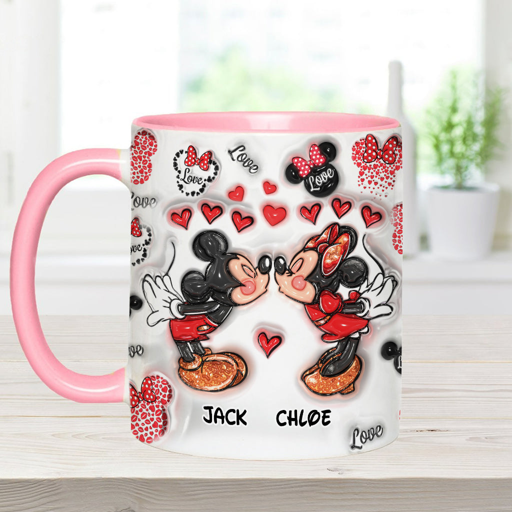 Personalized Accent Mug You & Me Kissing Mickey Minnie Gift for Couple Accent Mug GradoCreations