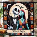 Personalized Halloween Quilt featuring Jack & Sally Custom Names Gift for Couples Quilt GradoCreations