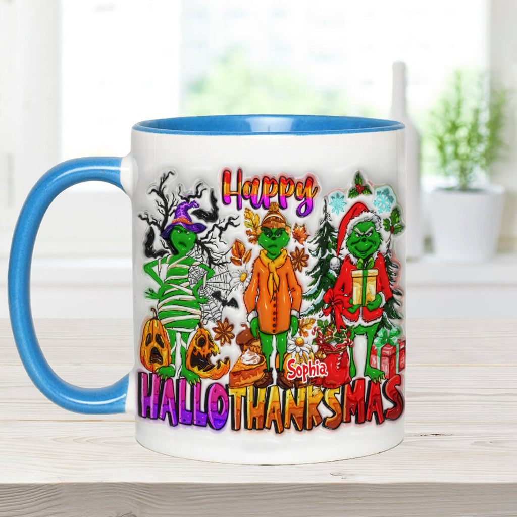 Personalized Grinch Accent Mug Custom Name Holiday Gift Accent Mug GradoCreations