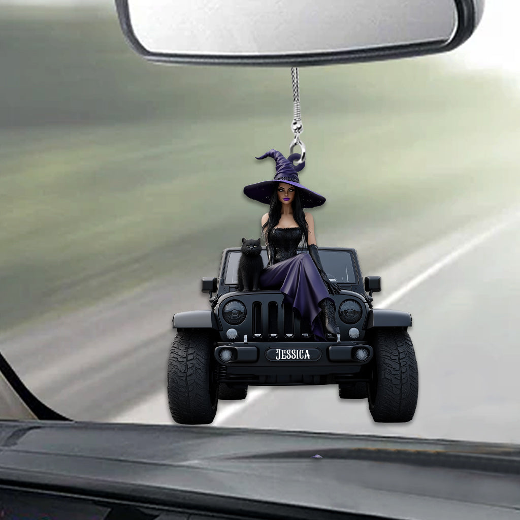 Personalized Witch Car Ornament Custom Name Gift for Halloween Car Ornament GradoCreations