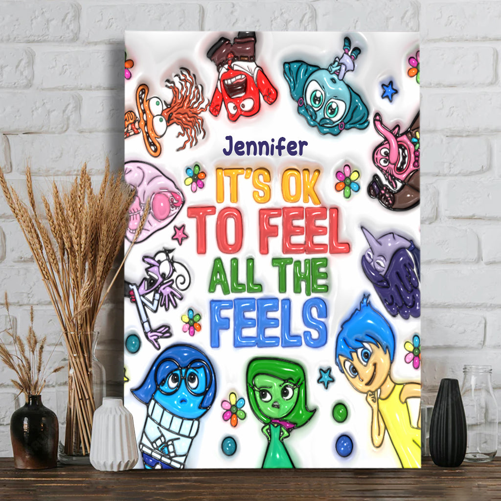 Personalized Canvas Print It's Ok To Feel All The Feels Gift for Kids Canvas And Poster GradoCreations
