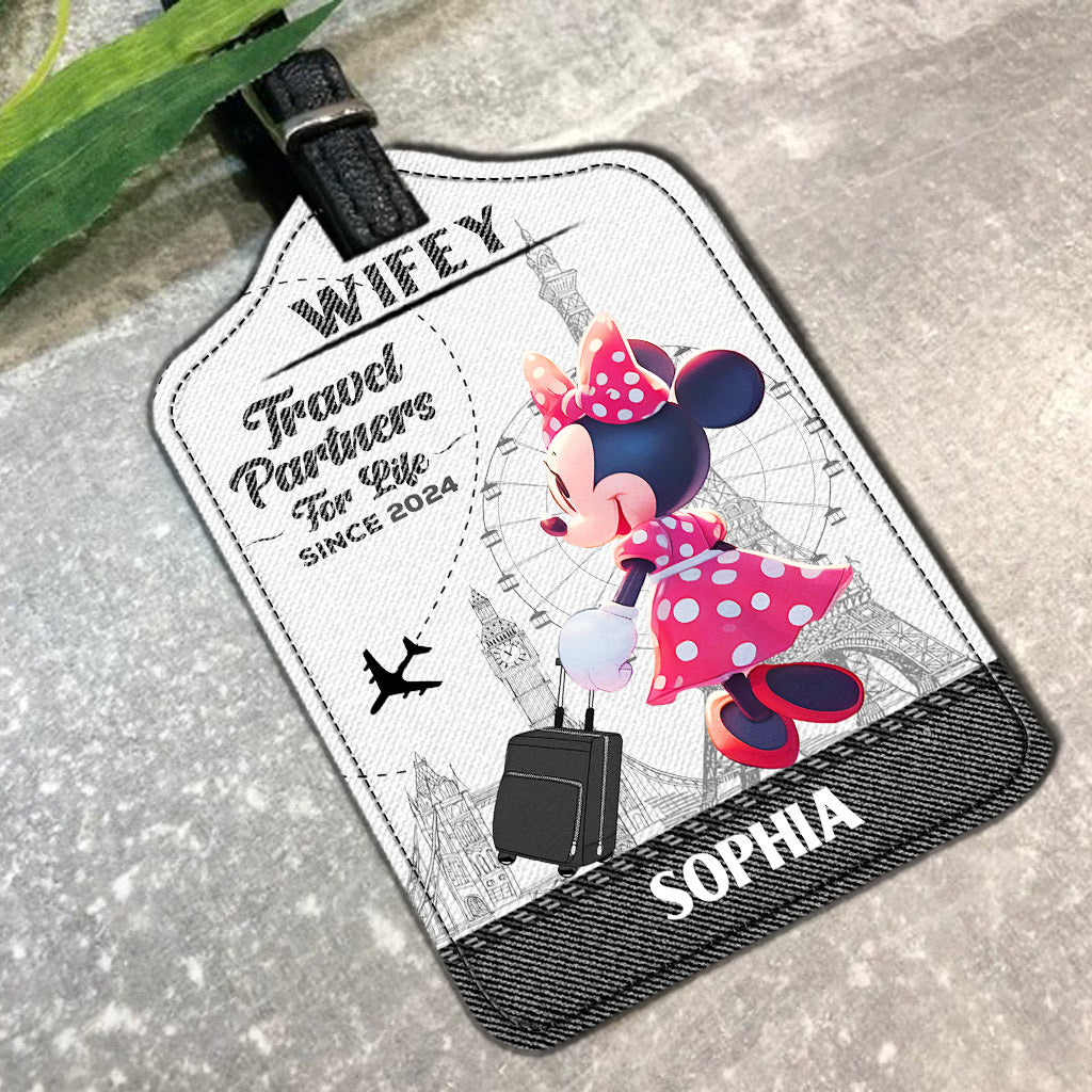 Personalized Leather Luggage Tag Travel Partners Gift for Couples Leather Luggage Tag GradoCreations