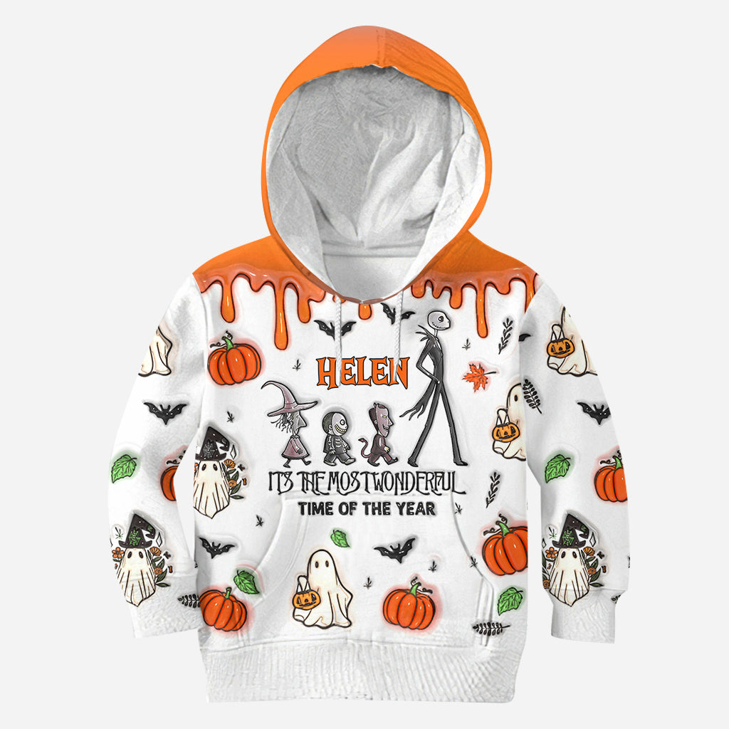 Personalized Autumn Skeleton All Over Shirt Custom Name Halloween Gift All Over Shirt GradoCreations