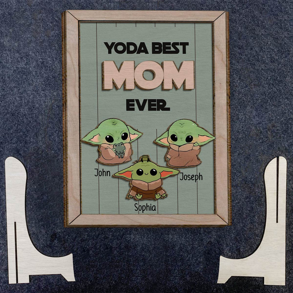 Personalized Yoda Best Mom Ever 2 Layered Wood Sign Gift 2 Layered Wood Sign GradoCreations