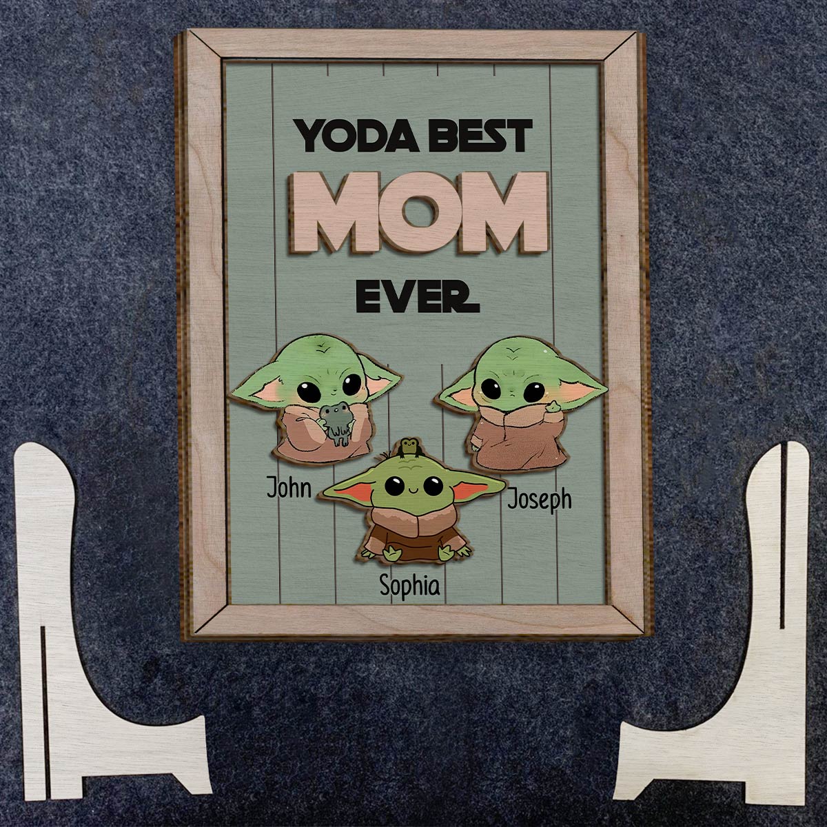 Personalized Yoda Best Mom Ever 2 Layered Wood Sign Gift 2 Layered Wood Sign GradoCreations