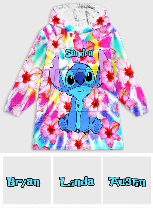 Personalized Tie Dye Blanket Hoodie with Name - Gift for Her Blanket Hoodie GradoCreations