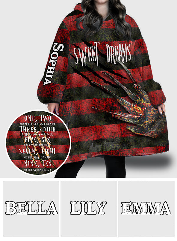 Personalized Sweet Dreams Blanket Hoodie Custom Name Gift for Halloween Blanket Hoodie GradoCreations