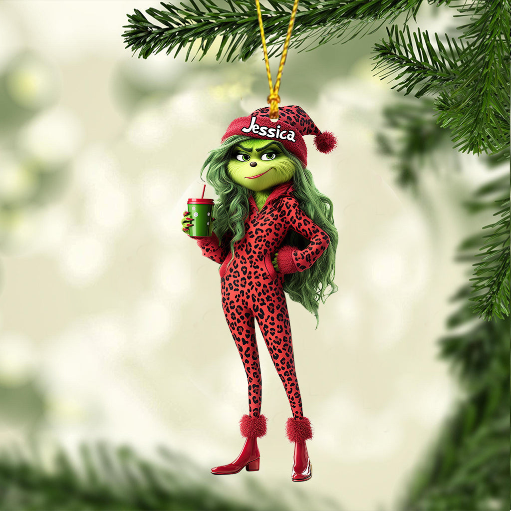 Personalized Grinch Lady Christmas Ornament Custom Gift One-sided Ornament GradoCreations