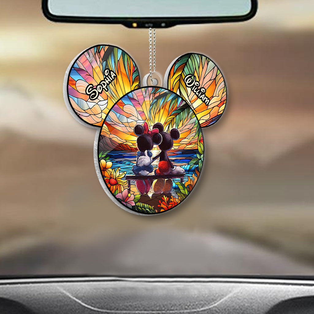 Personalized Car Ornament Transparent Acrylic for Couples One-sided Car Ornament GradoCreations