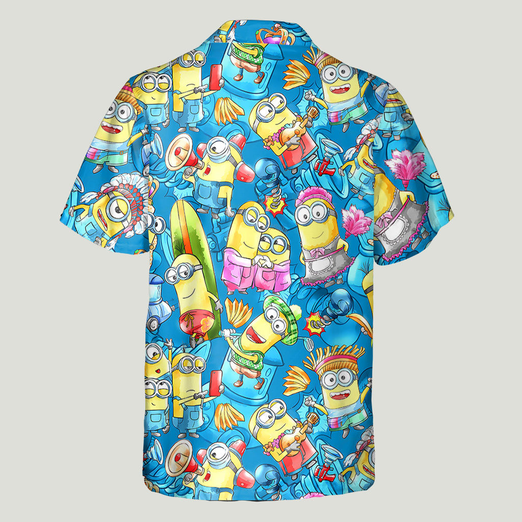 Personalized Hawaiian Shirt with Fun Yellow Monsters, Summer Gift for Family Hawaiian Shirt GradoCreations