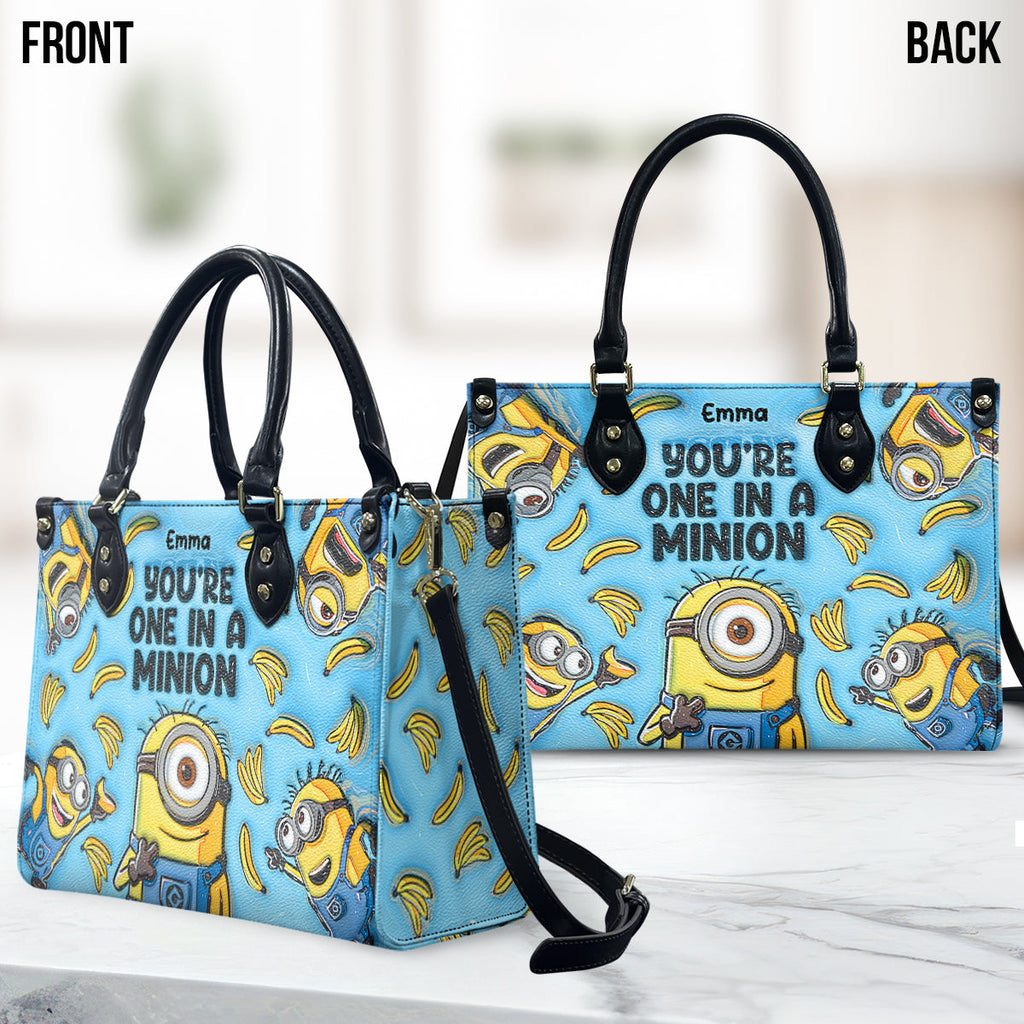 Personalized Minion Leather Handbag with Custom Name Gift for Her Leather Handbag 2 GradoCreations
