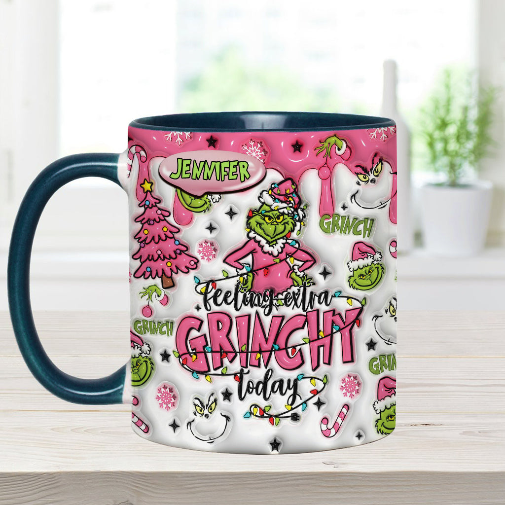 Personalized Grinch Accent Mug & Coaster Gift for Christmas Accent Mug GradoCreations